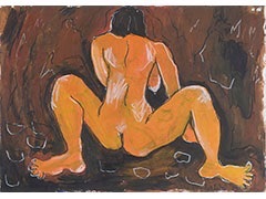 Squatting woman